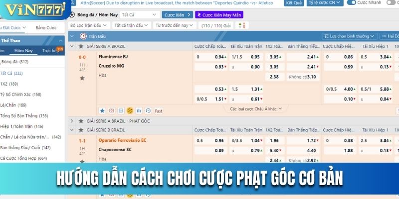 Hướng dẫn cách chơi cược phạt góc cơ bản